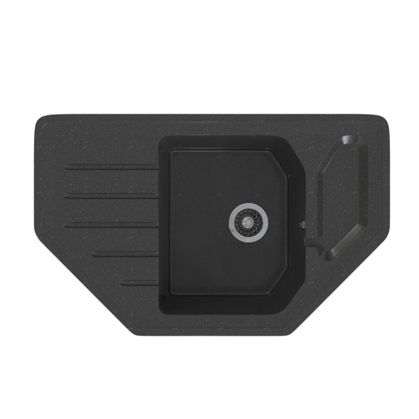 Мойка ML-GMS17 СТАНДАРТ угловая с крылом, черный (308), 780*485*190мм - 00-00002377 