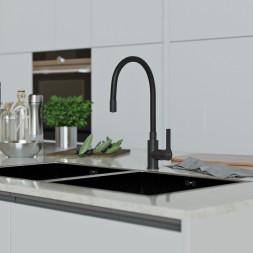 Смеситель для кухни 35k MIXLINE ML23-097 &amp;quot;Round Black&amp;quot; гибкий излив боковая ручка ЧЕРНЫЙ - ML23-097 