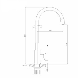 Смеситель для кухни 35k MIXLINE ML23-097 &amp;quot;Round Black&amp;quot; гибкий излив боковая ручка ЧЕРНЫЙ - ML23-097 