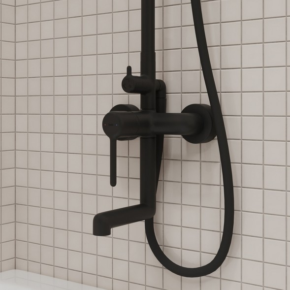 Душевая система 35к IDDIS AIGBL3Fi06 &amp;quot;Aiger&amp;quot; лейка &amp;quot;Тропический душ&amp;quot; ЧЕРНЫЙ матовый - AIGBL3Fi06 