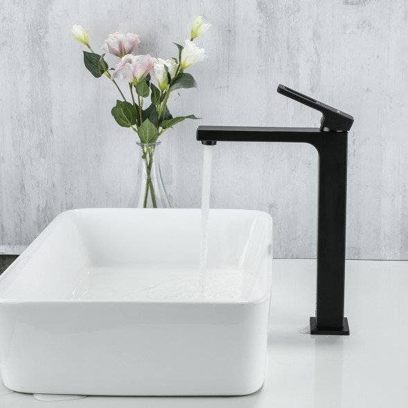 Смеситель для раковины 35к G1017-62 GAPPO высокий, литой, п/гайку, ЧЕРНЫЙ - G1017-62 