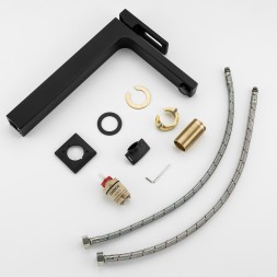 Смеситель для раковины 35к G1017-62 GAPPO высокий, литой, п/гайку, ЧЕРНЫЙ - G1017-62 