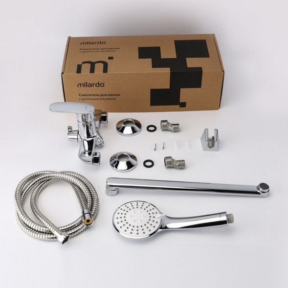 Смеситель для ванны и раковины 35к Milardo RORSB00M10 &amp;quot;Rora&amp;quot; с душ. аксессуарами, ХРОМ - RORSB00M10 