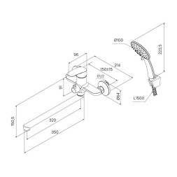 Смеситель для ванны и раковины 35к Milardo RORSB00M10 "Rora" с душ. аксессуарами, ХРОМ - RORSB00M10