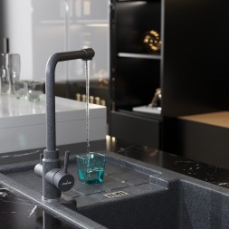 Смеситель для кухни 35к MIXLINE ML-GS13 (309) темно-серый с вых. для питьевого фильтра - ML-GS13 (309)