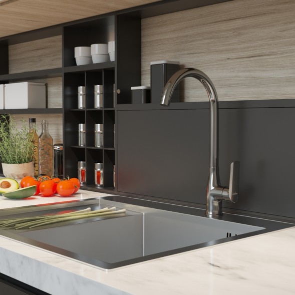 Смеситель для кухни 35k MIXLINE ML29-032 &amp;quot;Comfort&amp;quot; высокий излив боковая ручка - ML29-032 