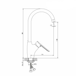 Смеситель для кухни 35k MIXLINE ML29-032 &amp;quot;Comfort&amp;quot; высокий излив боковая ручка - ML29-032 