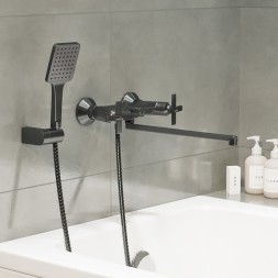 Смеситель для ванны и раковины 1/2 кер. MIXLINE ML38-02 "Graphite" ГРАФИТ - ML38-02