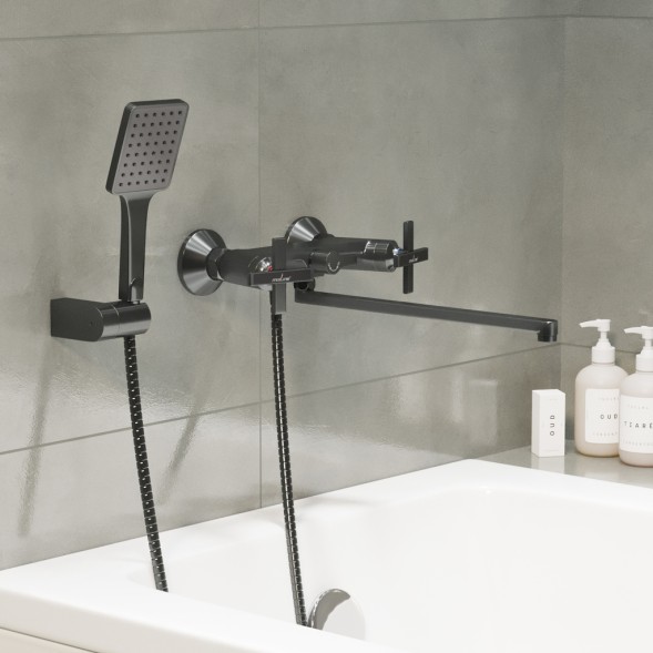 Смеситель для ванны и раковины 1/2 кер. MIXLINE ML38-02  &amp;quot;Graphite&amp;quot; ГРАФИТ - ML38-02 