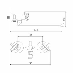 Смеситель для ванны и раковины 1/2 кер. MIXLINE ML38-02 "Graphite" ГРАФИТ - ML38-02