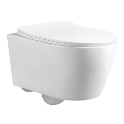 Унитаз подвесной Azario UNO 365х485x365 , безободковый, в комплекте с быстросъемным сиденьем микролифт (AZ-2380)