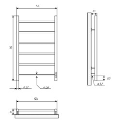 Полотенцесушитель электрический Двин J Neo 80/50 1&amp;quot;-1/2&amp;quot; полированный (4657763844837)