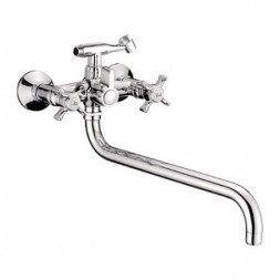 Смеситель для ванны и раковины 1/2 кер L2611 Ledeme КРЕСТ катридж.перекл., лит.излив, силумин - L2611