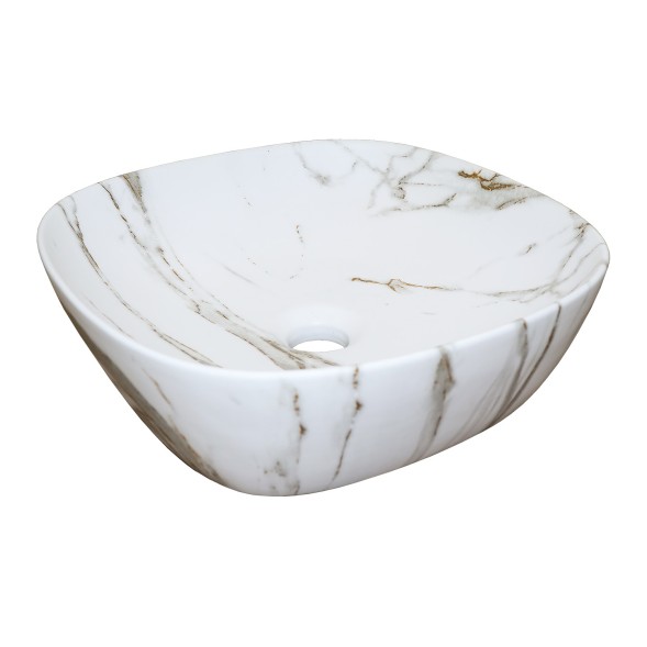 Раковина-чаша Azario 370x370x115 накладная, округлая, светлый мрамор (AZ-2184+M845)