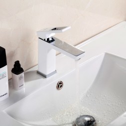 Смеситель для раковины 35к G1017-8 GAPPO литой, п/гайку, БЕЛЫЙ-ХРОМ - G1017-8 