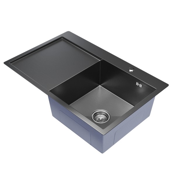 Мойка настол.монтаж 78х50 (3,0) прав. вып 3 1/2  MIXLINE PRO 20см с сифоном (черный графит) - 552923 