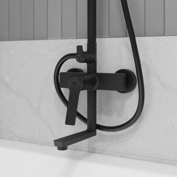 Душевая система 35к IDDIS PARBL3Fi06 &amp;quot;Parker&amp;quot; лейка &amp;quot;Тропический душ&amp;quot; ЧЕРНЫЙ матовый - PARBL3Fi06 