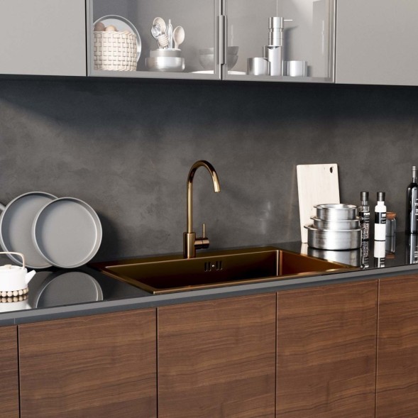 Смеситель для кухни 35k MIXLINE MLSS-0303BR трубчатый излив, БРОНЗА - MLSS-0303BR 