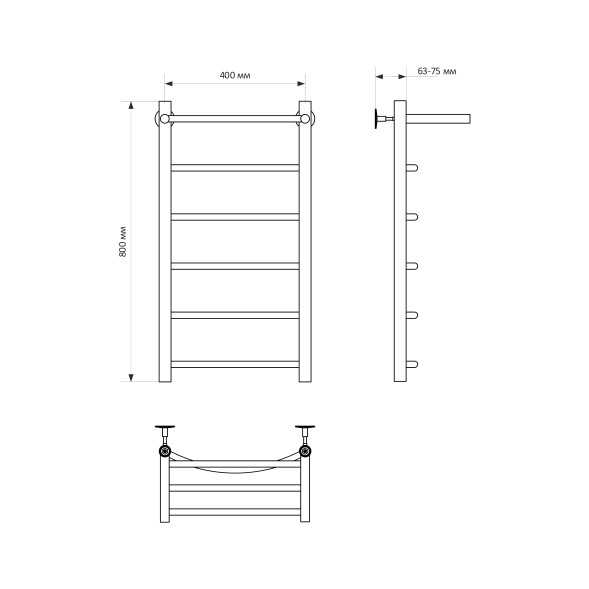 Полотенцесушитель MIXLINE CAPELLA  80х40 (1/2&amp;#039;&amp;#039; ВР, 5 перекладин + ПОЛКА) водяной - ML-556268 