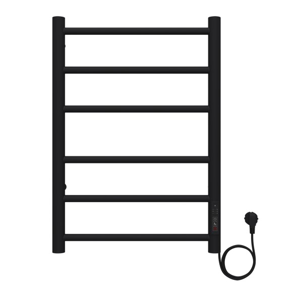 Полотенцесушитель электрический AZARIO PARMA 400/600 6 секций, диммер справа, черный (AZ10846B)