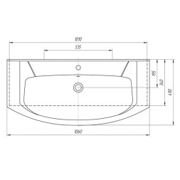 Раковина накладная "Элеганс-105" белая (Kirovit) - 4620008197388