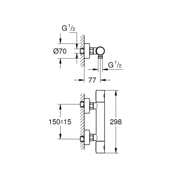 Смеситель для душа Grohe Grohtherm 800 Cosmopolitan с термостатом Хром (34765000)