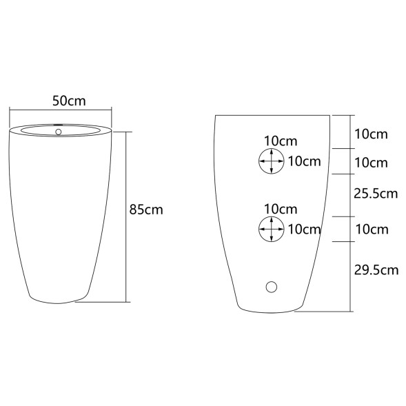 Раковина напольная Azario COMELLA 500х500х830 отдельностоящая круглая, белый (AZ-311)