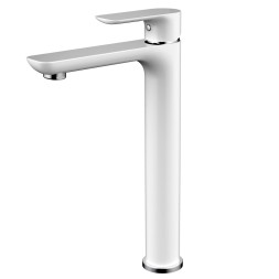 Смеситель для раковины 35к G1048-2 GAPPO высокий, литой, п/гайку, БЕЛЫЙ-ХРОМ - G1048-2 