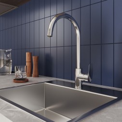 Смеситель для кухни 35к Milardo RORSBFJM05 &amp;quot;Rora&amp;quot; с вых. для пит. фильтра, выс. пов. излив, ХРОМ - RORSBFJM05 