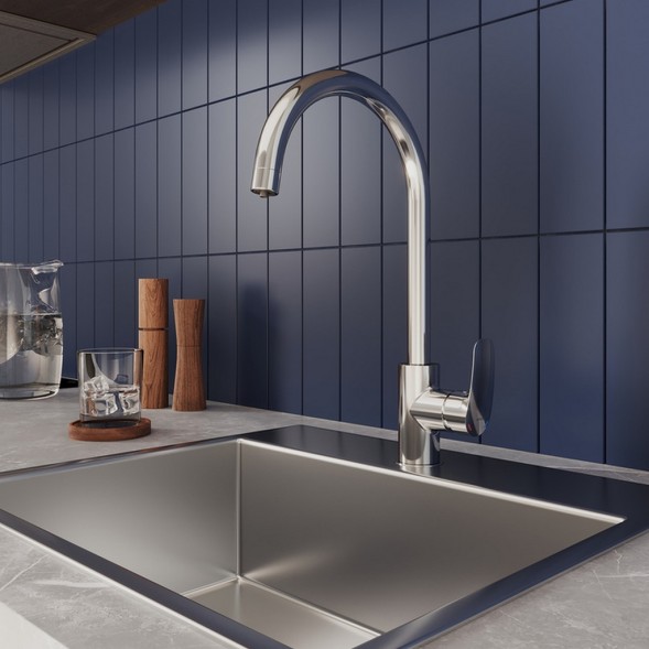 Смеситель для кухни 35к Milardo RORSBFJM05 &amp;quot;Rora&amp;quot; с вых. для пит. фильтра, выс. пов. излив, ХРОМ - RORSBFJM05 