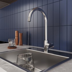 Смеситель для кухни 35к Milardo RORSBFJM05 &amp;quot;Rora&amp;quot; с вых. для пит. фильтра, выс. пов. излив, ХРОМ - RORSBFJM05 