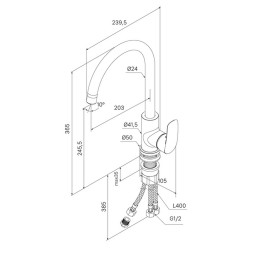 Смеситель для кухни 35к Milardo RORSBFJM05 &amp;quot;Rora&amp;quot; с вых. для пит. фильтра, выс. пов. излив, ХРОМ - RORSBFJM05 