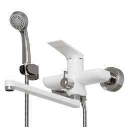 Смеситель для ванны и раковины 35k MIXLINE ML41-02 &amp;quot;Swan White&amp;quot; БЕЛЫЙ/ХРОМ - ML41-02 