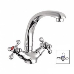 Смеситель для кухни 1/2 кер L4412 Ledeme КРЕСТ лепесток лит нос, силумин - L4412 