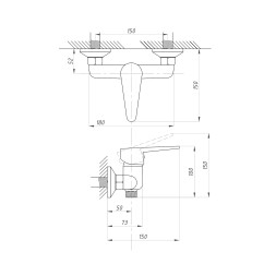 Смеситель для душа 35к ПРОФСАН ПСМ-104-4 "КОМПЛЕКТАЦИЯ" тип См-ДшОНРШл, эксцентрики "ЕВРО", ХРОМ - PSM-104-4