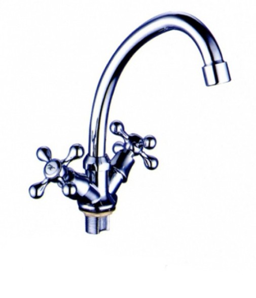 Смеситель для кухни 1/2 кер L4908 Ledeme КРЕСТ на гайке, силумин - L4908 