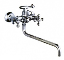 Смеситель для ванны и раковины 1/2 кер L2619 Ledeme КРЕСТ лит нос, силумин - L2619