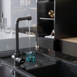 Смеситель для кухни 35к MIXLINE ML-GS13 (343) антрацит с вых. для питьевого фильтра - ML-GS13 (343)