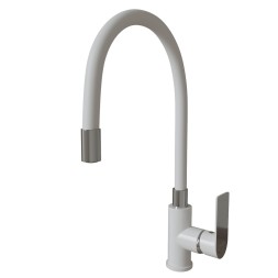 Смеситель для кухни 35к MIXLINE ML33-098 "City White" гибкий излив, б/отв, боковая ручка БЕЛЫЙ/ХРОМ - ML33-098