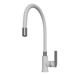 Смеситель для кухни 35к MIXLINE ML33-098 "City White" гибкий излив, б/отв, боковая ручка БЕЛЫЙ/ХРОМ - ML33-098