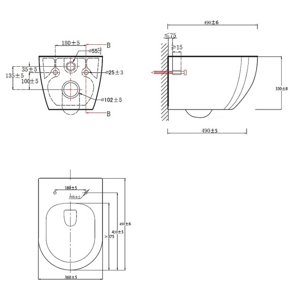 Унитаз подвесной Azario ORMI 490х360х365 безободковый, система смыва Торнадо, с быстросъемным сиденьем микролифт (AZ-0253VD)