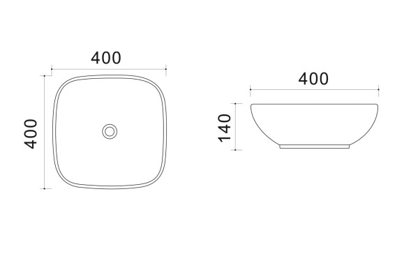 Раковина Azario 40х40х14 накладная, белая (AZ41016)