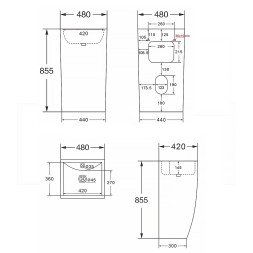 Раковина напольная Azario COMELLA 480х420х830 отдельностоящая прямоугольная, черный матовый (AZ-314MB)