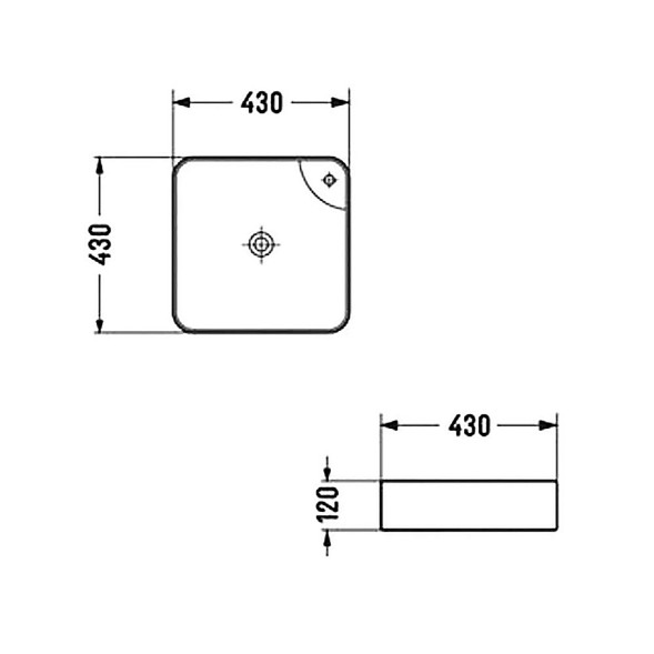Раковина накладная Azario 430х430х120 квадратная, белый глянцевый (AZ-2194)