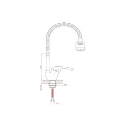 Смеситель для кухни 40к CN4303 CRON гибкий излив, п/гайку, боковая, ХРОМ - CN4303