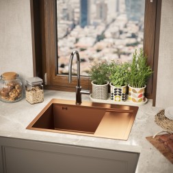 Мойка настол.монтаж 60х50 (3,0) лев. вып 3 1/2  MIXLINE PRO 20см с сифоном (бронза) - 552925