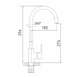 Смеситель для кухни 35к MIXLINE ML35-098 гибкий излив, б/отв, боковая, белый - ML35-098