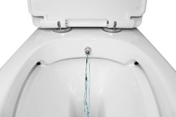 Унитаз-моноблок с функцией биде AZARIO Sente 375х665х785 напольный, безободковый, горизонтальный слив, сиденье дюропласт микролифт (AZ-8614B)