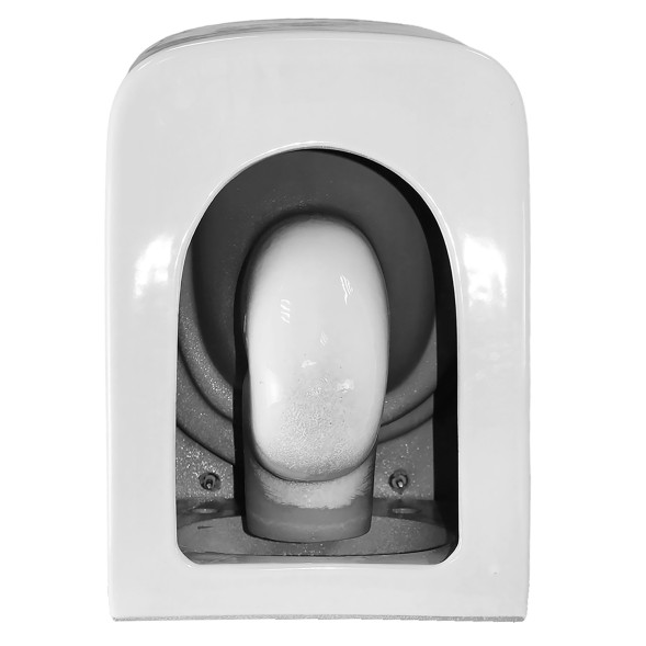 Унитаз подвесной Azario Cascad M 490x345x325 безободковый, система смыва &amp;quot;Скрытое Торнадо&amp;quot;, с быстросъемным сиденьем микролифт (AZ-10002)